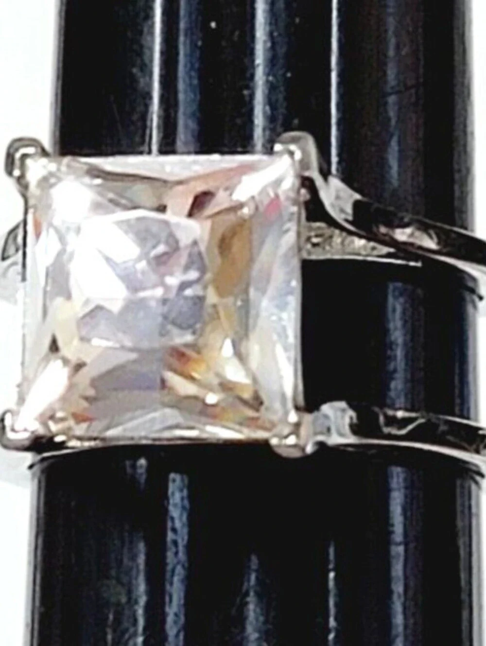 Marquis-Cut Double Band Glass Ring Size 7 Silver-tone Statement r-